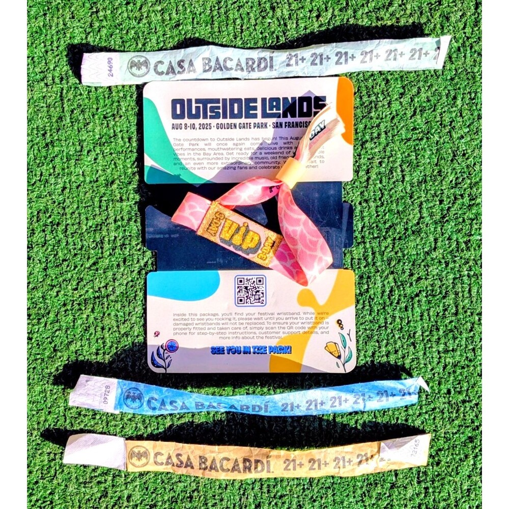 Outside Lands Festival 3-Day 2025 Collectible Glitter VIP Wristband +Extras EUC